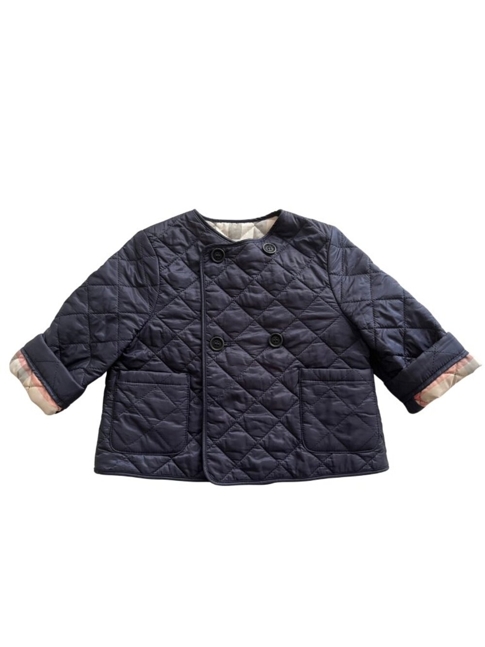 Burberry Children 12 month quilted jacket in navy blue
